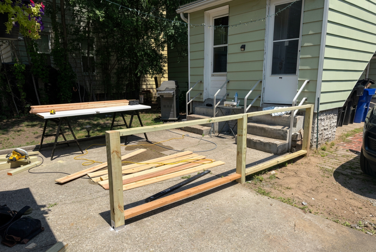 Ward Renovation Solutions project, fence frame up